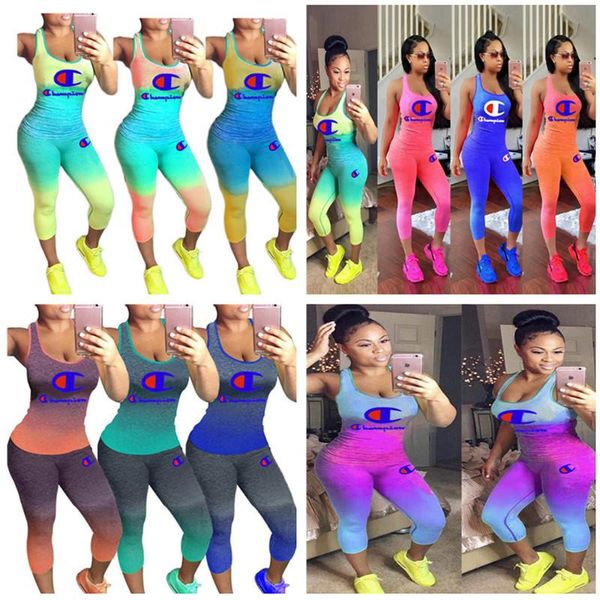 gradient champions letter tracksuit women outfits sleeveless tanks + leggings tights 2 piece set summer sportswear jogger suit clothing, White
gradient champions letter tracksuit women outfits sleeveless tanks + leggings tights 2 piece set summer sportswear jogger suit clothing, White