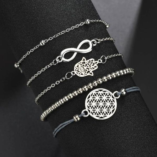 boho лаки 8 серебряный сет beadeds браслет для женщин цветочные цепи регулируемый браслет pulseiras партии ювелирных изделий, Black
boho лаки 8 серебряный сет beadeds браслет для женщин цветочные цепи регулируемый браслет pulseiras партии ювелирных изделий, Black