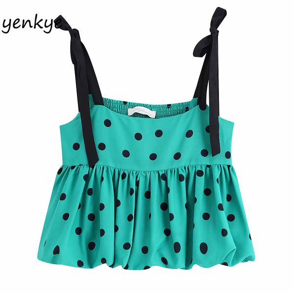 2019 vintage polka dot crop women sleeveless cami summer bbwm9507, White 
2019 vintage polka dot crop women sleeveless cami summer bbwm9507, White
