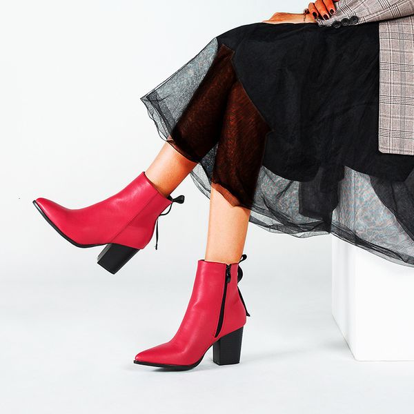 red women boots 2019 autumn winter latest ladies ankel shoes luxury leather upper pointed toe with square heel, Black
red women boots 2019 autumn winter latest ladies ankel shoes luxury leather upper pointed toe with square heel, Black