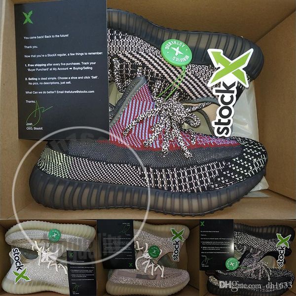 2020 with box stock x kanye west designers sports yecheil reflective running shoes women mens black synth angle lundmark trainers size 36-48