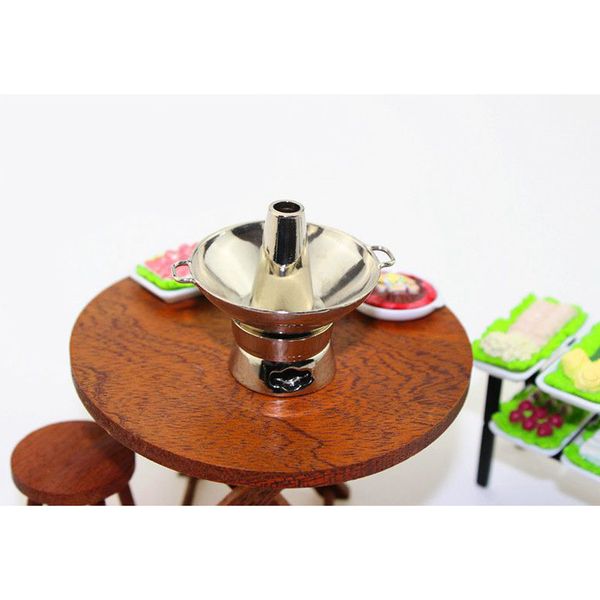 1/12 Dollhouse Miniature Cookware Tableware Vintage Pot Chafing Dish Kitchen Dining Table Decoration