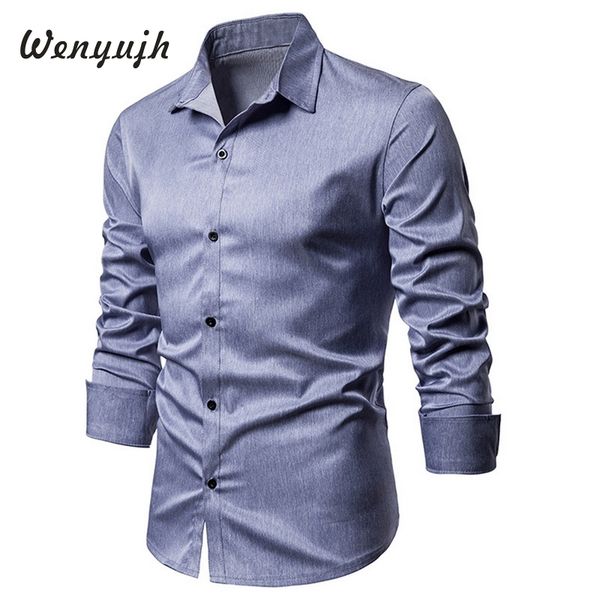 wenyujh men dress shirt slim fit long sleeve slim brand man shirts solid male clothing casual business shirts, White;black
wenyujh men dress shirt slim fit long sleeve slim brand man shirts solid male clothing casual business shirts, White;black