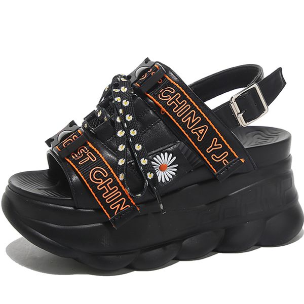 women platform sandals chunky fashion leather wedge shoes for woman flower designers buckle strap summer sandals 8cm high, Black
women platform sandals chunky fashion leather wedge shoes for woman flower designers buckle strap summer sandals 8cm high, Black