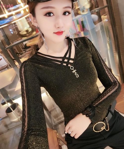 autumn t shirts women bottoming shiny bling bling lace embroidery patchwork stretchy long sleeve camiseta mujer t98894, White
autumn t shirts women bottoming shiny bling bling lace embroidery patchwork stretchy long sleeve camiseta mujer t98894, White