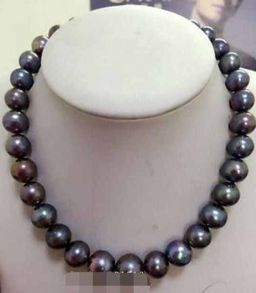 stunning 10-11mm round tahitian huge black red green pearl necklace 18 "14k, Silver 
stunning 10-11mm round tahitian huge black red green pearl necklace 18 "14k, Silver