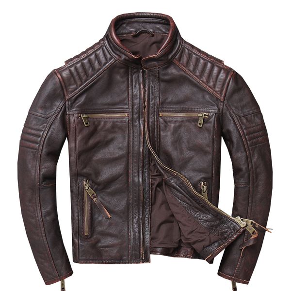 men's leather & faux 2021 vintage brown men slim fit motorcycle jacket stand collar plus size xxxxxl genuine cowhide biker coat, Black
men's leather & faux 2021 vintage brown men slim fit motorcycle jacket stand collar plus size xxxxxl genuine cowhide biker coat, Black