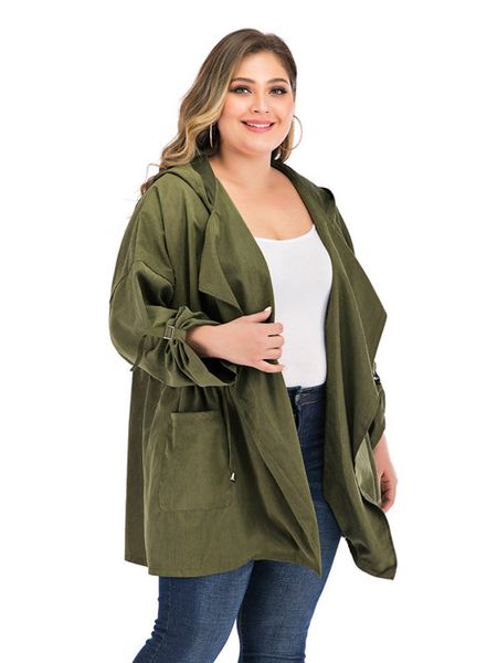 2019 winter new fashion slim women's plus size solid hooded drawstring loose trench coat z1012, Tan;black
2019 winter new fashion slim women's plus size solid hooded drawstring loose trench coat z1012, Tan;black