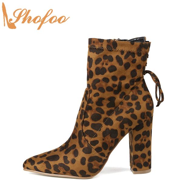 leopard prints woman ankle boots high chunky heels pointed toe booties large size 14 15 ladies fashion back lace up shoes shofoo, Black
leopard prints woman ankle boots high chunky heels pointed toe booties large size 14 15 ladies fashion back lace up shoes shofoo, Black