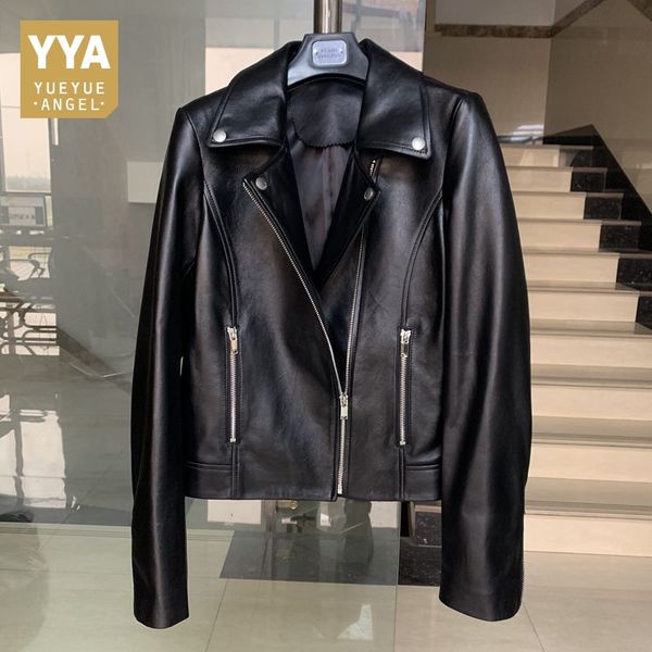 women's leather & faux 2021 spring short slim fit motorcycle jacket women 100% sheepskin real coats ladies genuine jackets female, Black
women's leather & faux 2021 spring short slim fit motorcycle jacket women 100% sheepskin real coats ladies genuine jackets female, Black
