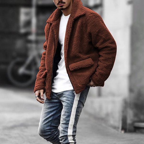 men's winter faux fur coat stylish outwear mens new fashion casual lamb cashmere loose button long sleeve keep warm coat#g3, Black 
men's winter faux fur coat stylish outwear mens new fashion casual lamb cashmere loose button long sleeve keep warm coat#g3, Black