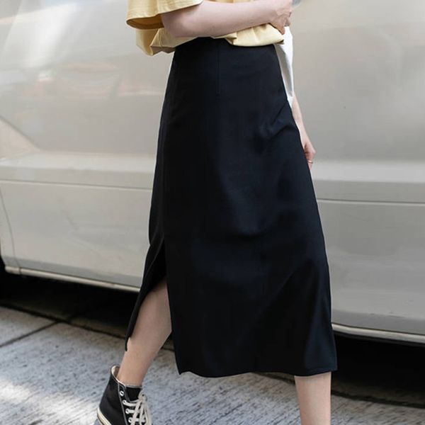 summer streetwear fashion high waist casual women skirt office ladies black solid split midi skirts
summer streetwear fashion high waist casual women skirt office ladies black solid split midi skirts