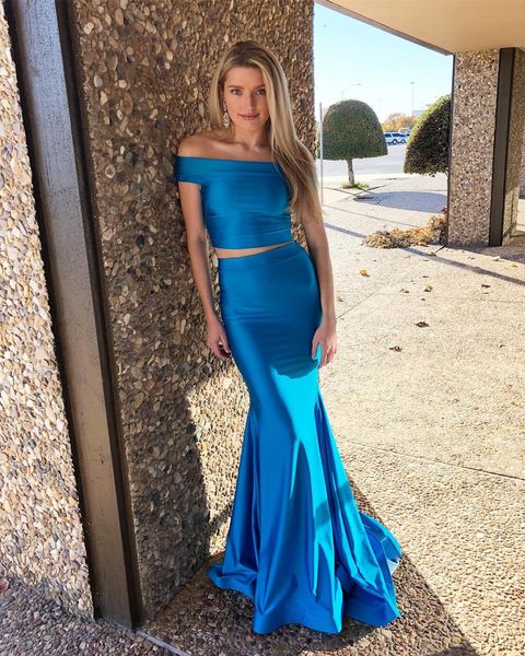 blue 2 piece prom dress evening gowns off shoulder with sleeves elastic satin floor length mermaid designer formal dress cheap, Black
blue 2 piece prom dress evening gowns off shoulder with sleeves elastic satin floor length mermaid designer formal dress cheap, Black