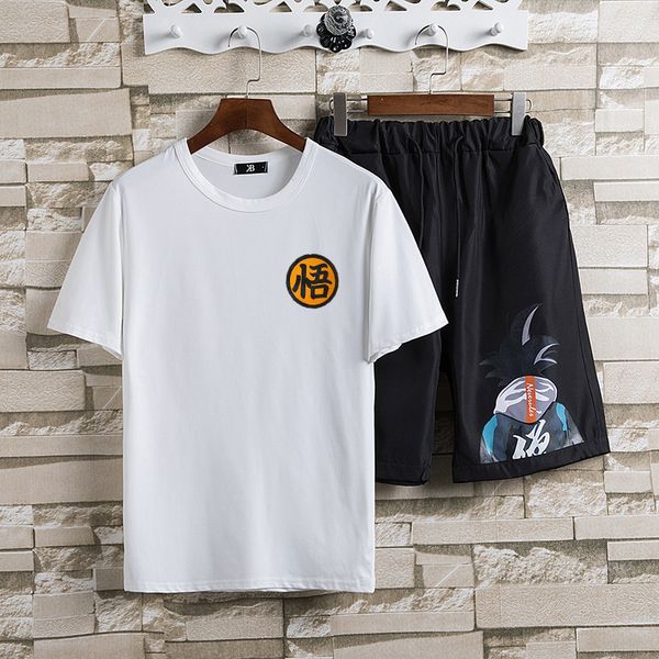 men's sport short-sleeved t-shirt handsome loose leisure sports suit men's fashion brand 5-point shorts two-piece set, White;black
men's sport short-sleeved t-shirt handsome loose leisure sports suit men's fashion brand 5-point shorts two-piece set, White;black