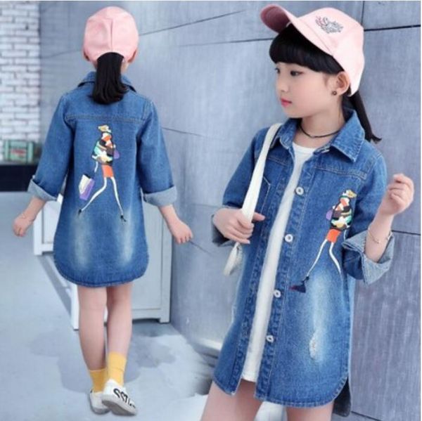 Kids Girls Denim Jacket 2019 Spring New Children's Clothing Fashion Slim Long Sections Trench Coat Cartoon Kids Outerwear
Kids Girls Denim Jacket 2019 Spring New Children's Clothing Fashion Slim Long Sections Trench Coat Cartoon Kids Outerwear