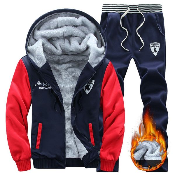 winter men sportswear sweatsuits thick fleece hooded jacket sweatshirt+pant jogging running casual workout set warm sport suit, Black;blue
winter men sportswear sweatsuits thick fleece hooded jacket sweatshirt+pant jogging running casual workout set warm sport suit, Black;blue