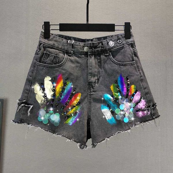denim shorts women's fashion 2020 summer new european loose wide leg industry sequins bronzing burr pants black jean shorts, Blue
denim shorts women's fashion 2020 summer new european loose wide leg industry sequins bronzing burr pants black jean shorts, Blue