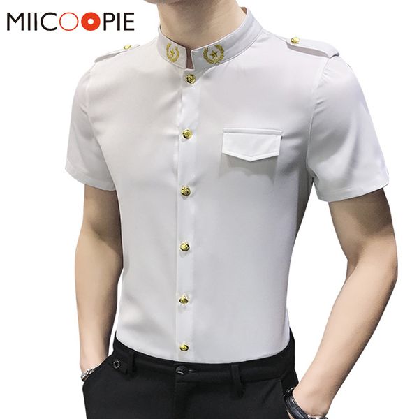 золотые кнопки вышивки камиза masculina манга curta stand slim fit белая рубашка платье мужчины лето epaulet карманные мужские рубашки, White;black
золотые кнопки вышивки камиза masculina манга curta stand slim fit белая рубашка платье мужчины лето epaulet карманные мужские рубашки, White;black