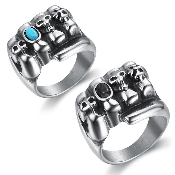 stainless steel biker men ring with turquoise stone gothic skeleton anarchy death fist skull rings for male punk jewelry, Silver
stainless steel biker men ring with turquoise stone gothic skeleton anarchy death fist skull rings for male punk jewelry, Silver