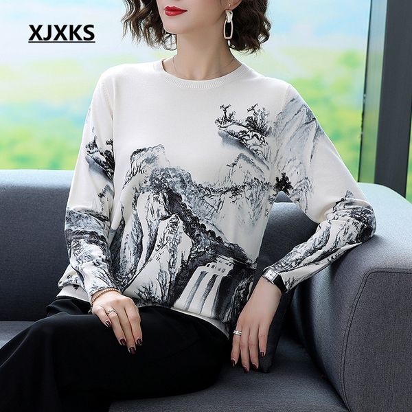 xjxks beautiful printed ink painting women sweater 2020 autumn winter new high-quality wool knitted sweater women pullover, White;black
xjxks beautiful printed ink painting women sweater 2020 autumn winter new high-quality wool knitted sweater women pullover, White;black