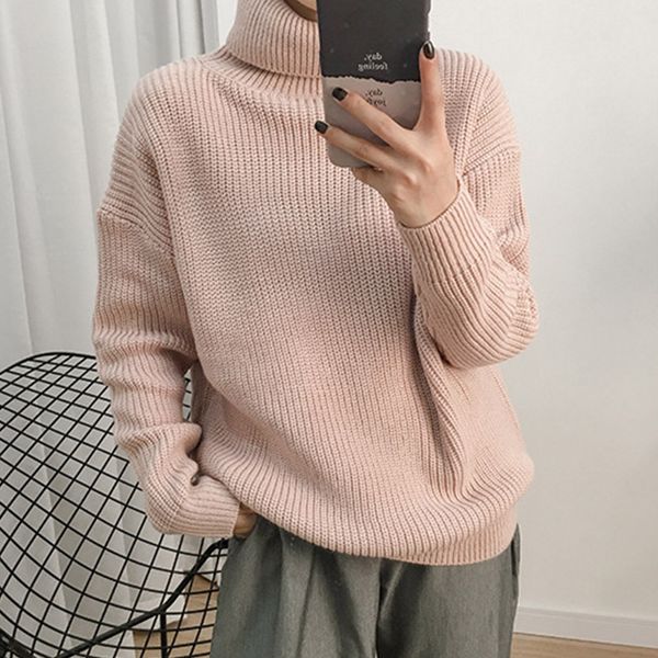 pink harajuku turtleneck women's sweater korean loose solid basic thickening pullover 2019 autumn winter retro sweaters womens, White;black
pink harajuku turtleneck women's sweater korean loose solid basic thickening pullover 2019 autumn winter retro sweaters womens, White;black