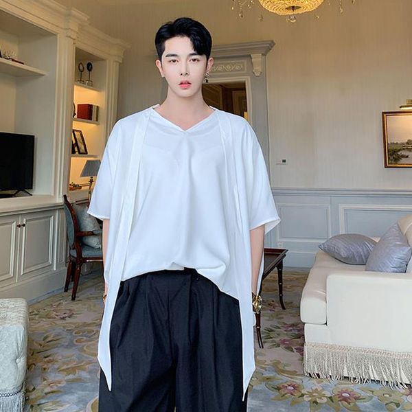 men oversize short sleeve tie bow loose casual black white pullover shirt male women couple shirt japan dress shirts, White;black
men oversize short sleeve tie bow loose casual black white pullover shirt male women couple shirt japan dress shirts, White;black