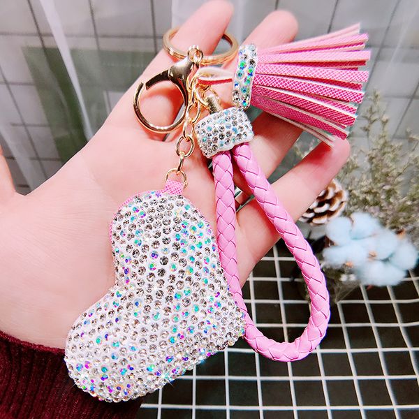2019 new creative crystal love key chain fashion bags car-colored crystal fringed key chain women car pendant ring accessori, Silver
2019 new creative crystal love key chain fashion bags car-colored crystal fringed key chain women car pendant ring accessori, Silver