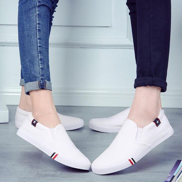 Spring women flats breathable women canvas shoes slip-on women sneakers sewing white shoes