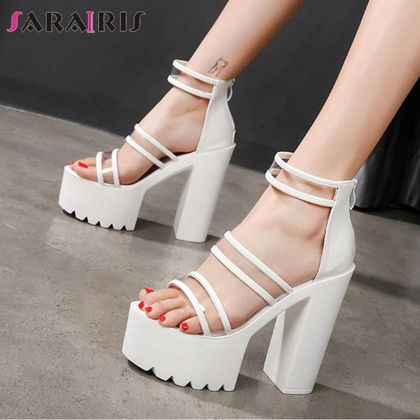 sarairis trendy shallow pvc patchwork sandals new novelty high block heels sandals women cool party platform shoes woman, Black
sarairis trendy shallow pvc patchwork sandals new novelty high block heels sandals women cool party platform shoes woman, Black