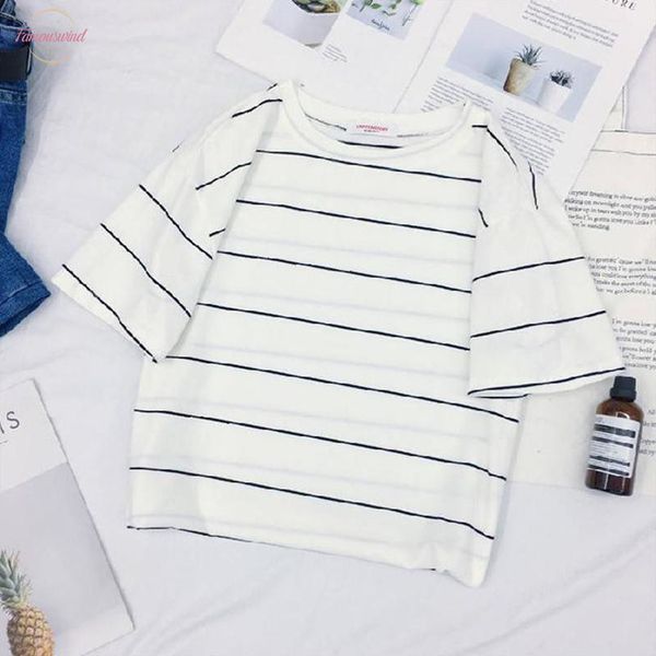 summer tshirt for women short sleeve round collar short midriff baring striped shirt t shirt female clothes 2020, White
summer tshirt for women short sleeve round collar short midriff baring striped shirt t shirt female clothes 2020, White