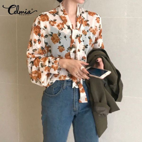 celmia fashion bow tie women chiffon blouses long lantern sleeve see-through shirts floral print korean office blusas s-5xl, White
celmia fashion bow tie women chiffon blouses long lantern sleeve see-through shirts floral print korean office blusas s-5xl, White