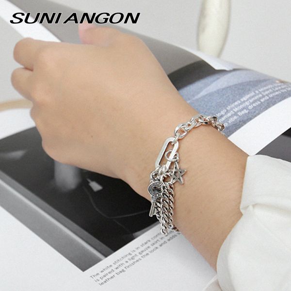 key and five-pointed star bracelet vintage 925 sterling silver short tassel splicing chain bracelet women jewelry length 18.5cm, Golden;silver
key and five-pointed star bracelet vintage 925 sterling silver short tassel splicing chain bracelet women jewelry length 18.5cm, Golden;silver