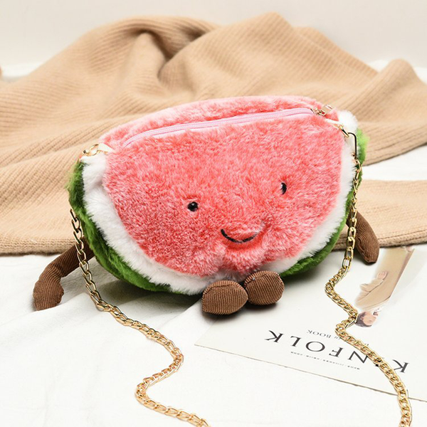 popular plush women's bag girls' chain messenger bag 2020 new funny watermelon