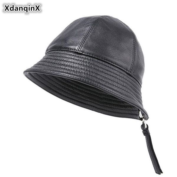 xdanqinx elegant fashion women caps genuine leather hat sheepskin leather bucket hats novelty women's trendy brands cap, Blue;gray
xdanqinx elegant fashion women caps genuine leather hat sheepskin leather bucket hats novelty women's trendy brands cap, Blue;gray
