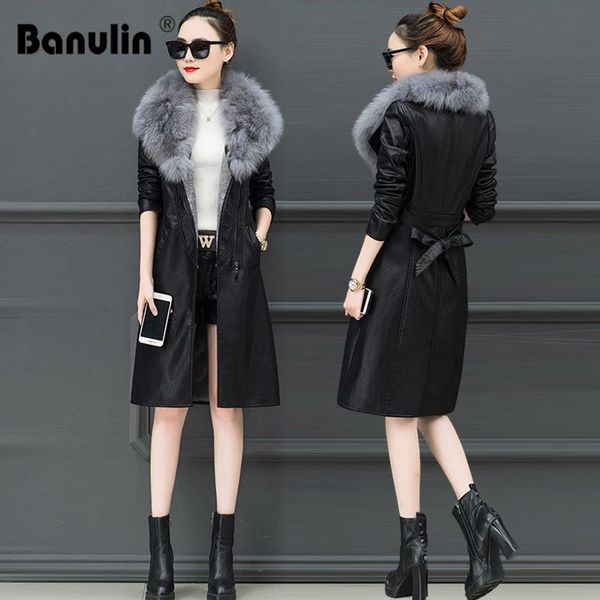 women's autumn winter leather jackets 2019 plus velvet warm thick big fur collar long leather coat cardigan outerwear plus 4xl, Black
women's autumn winter leather jackets 2019 plus velvet warm thick big fur collar long leather coat cardigan outerwear plus 4xl, Black