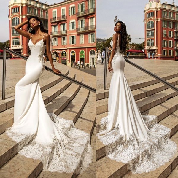gorgeous mermaid wedding dresses spaghetti strap appliqued lace beaded bridal gown backless satin sweep train boho robes de mariée cheap, White
gorgeous mermaid wedding dresses spaghetti strap appliqued lace beaded bridal gown backless satin sweep train boho robes de mariée cheap, White