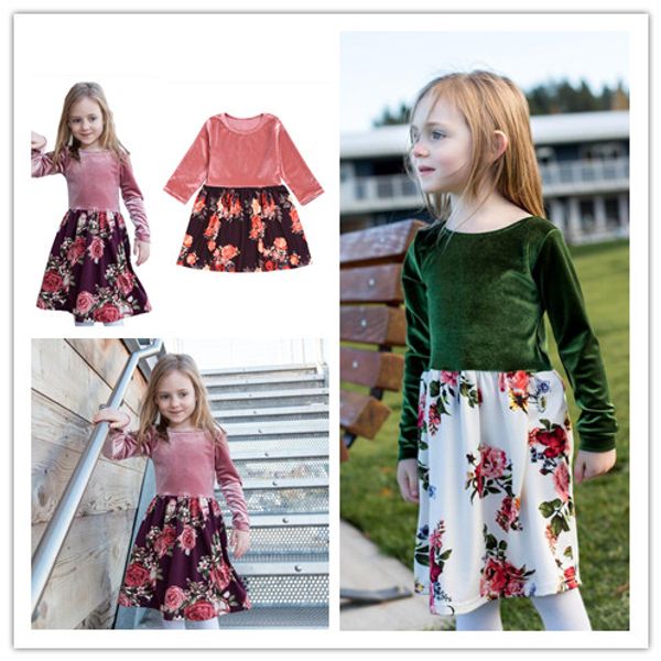 new european and american girl velvet flower dresses ins autumn styles girl long sleeve fashion floral dress kids clothing 2 colors, Red;yellow
new european and american girl velvet flower dresses ins autumn styles girl long sleeve fashion floral dress kids clothing 2 colors, Red;yellow