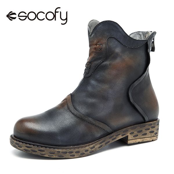 socofy vintage women boots handmade splicing genuine leather ankle boots women shoes winter autumn boot motorcycle boats mujer, Black
socofy vintage women boots handmade splicing genuine leather ankle boots women shoes winter autumn boot motorcycle boats mujer, Black