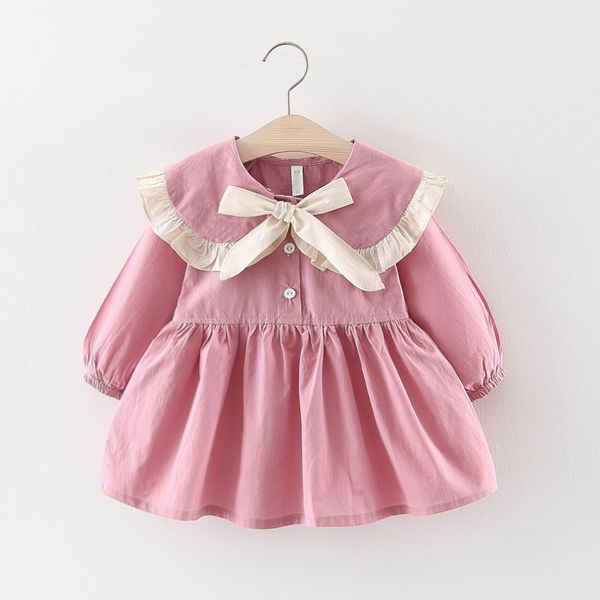 long sleeve baby girls dress toddler baby kids girls ruffles ruched ribbons bow dresses casual clothes vestido infantil#p4, Red;yellow