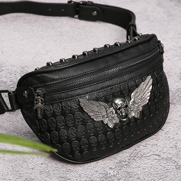 Factory wholesale brand men handbag rivet punk shoulder bag street cool ghost head decoration men chest bag outdoor leather leisure pockets, Black
Factory wholesale brand men handbag rivet punk shoulder bag street cool ghost head decoration men chest bag outdoor leather leisure pockets, Black