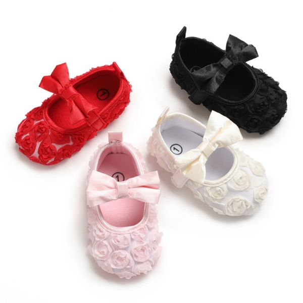 Lace Rose Baby Girls Shoes Princess Party Soft Sole Crib Shoes Newborn Baby Anti-slip Toddler Fit For 0-18m