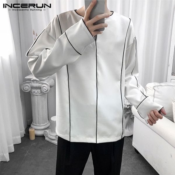 men's casual shirts incerun 2021 shirt korean style high street v neck long sleeve fashion brand blouse color-block loose camisa s-5xl, White;black
men's casual shirts incerun 2021 shirt korean style high street v neck long sleeve fashion brand blouse color-block loose camisa s-5xl, White;black
