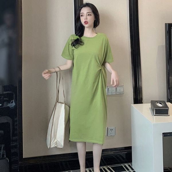 summer women casual style solid color o-neck small pleated short-sleeved dress, Black;gray
summer women casual style solid color o-neck small pleated short-sleeved dress, Black;gray