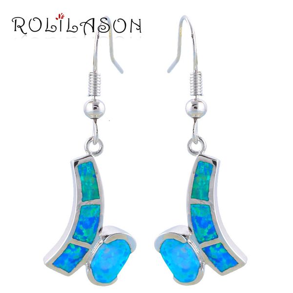 

new arrival simple design super supplier blue fire opal silver stamped fashion jewelry dangle earrings fine jewelry oe190