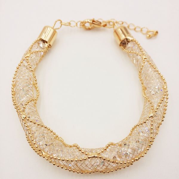 street fashion gold color mesh chain noble shining crystal big chain charm statement bracelet women, Black
street fashion gold color mesh chain noble shining crystal big chain charm statement bracelet women, Black