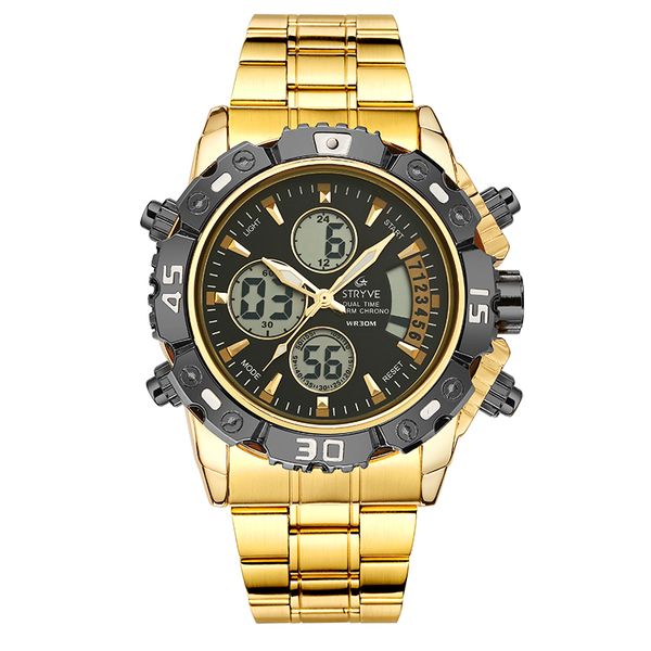 stryve men watch quartz clock stainless steel waterproof digital dual time watch for men relogio masculino, Slivery;brown
stryve men watch quartz clock stainless steel waterproof digital dual time watch for men relogio masculino, Slivery;brown