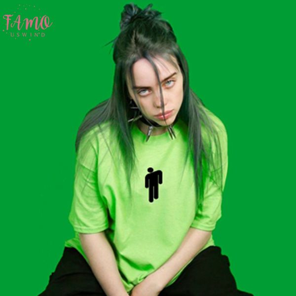 fashion billie eilish yellow green graphic t shirt streetwear women men short sleeve t shirt harajuku gothic tee, White 
fashion billie eilish yellow green graphic t shirt streetwear women men short sleeve t shirt harajuku gothic tee, White
