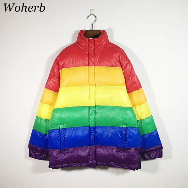 woherb 2018 winter rainbow parka women harajuku wadded jacket female loose glossy coats casual thick padded jackets 20613, Black
woherb 2018 winter rainbow parka women harajuku wadded jacket female loose glossy coats casual thick padded jackets 20613, Black