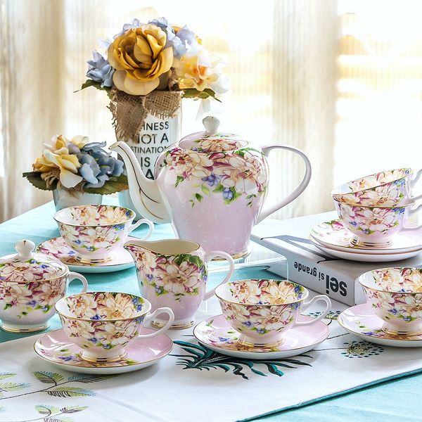 21piece-set, delicate bone china coffee cup set, european vintage tea cup, tea kettle, coffee teapot and tea cup and saucer set
21piece-set, delicate bone china coffee cup set, european vintage tea cup, tea kettle, coffee teapot and tea cup and saucer set