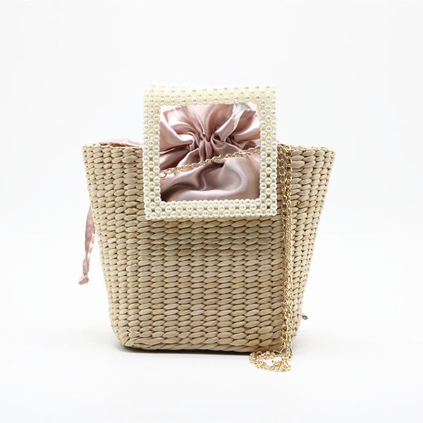 new fashion pearl straw bag, 2020 novelty, fashion brand, woven bag, summer vacation, bohemia, straw crossbody bag for women